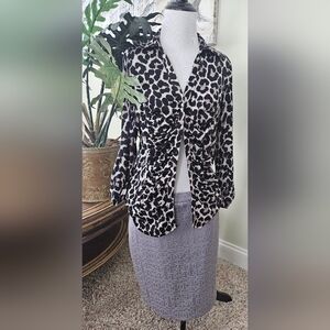 Ann Taylor LOFT Light Gray Jacquard Skirt